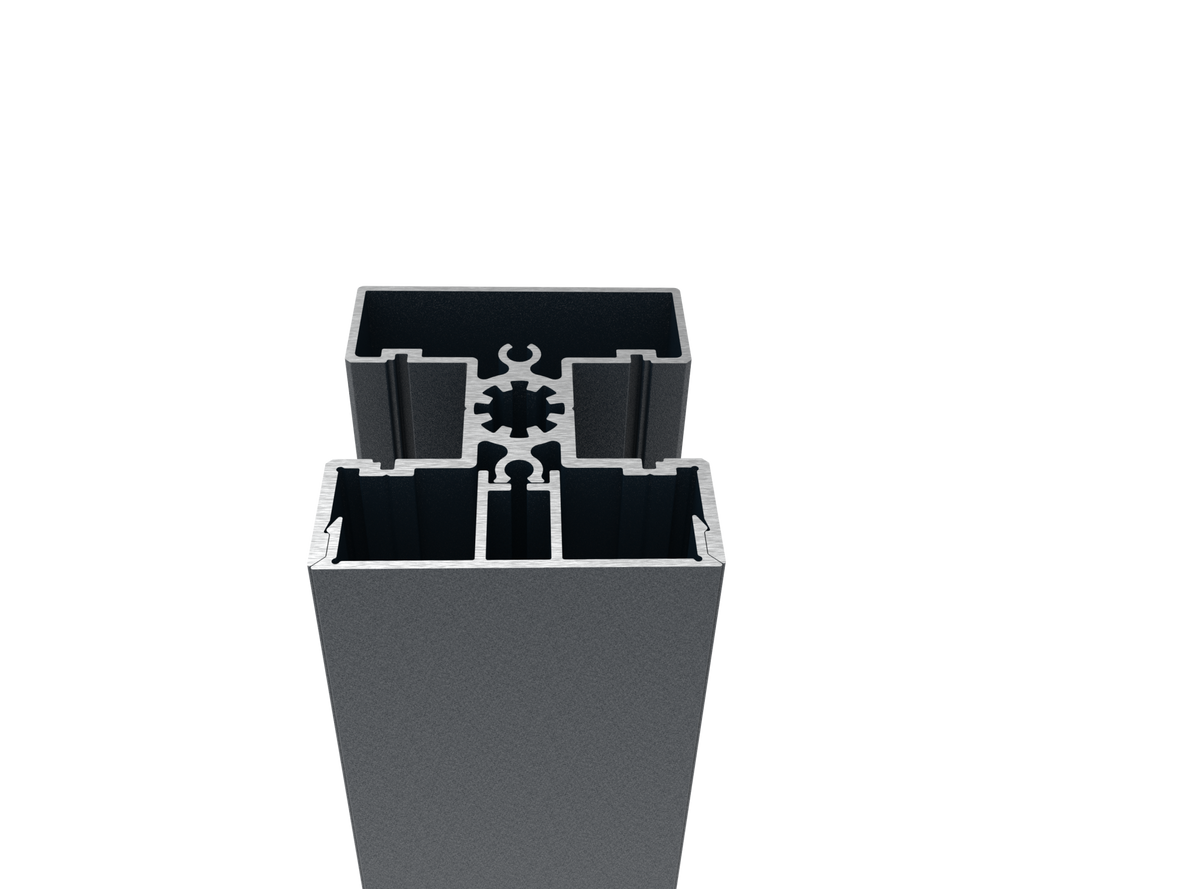 Kit poteau aluminium 50x60 et profil de recouvrement - 1,5 m, Anthracite RAL 7016