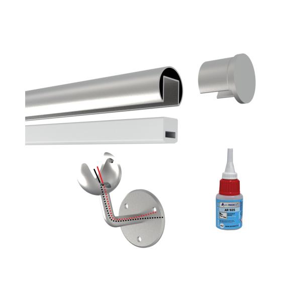 Handrail with iLed lighing AISI304, D42,4/24x24mm,