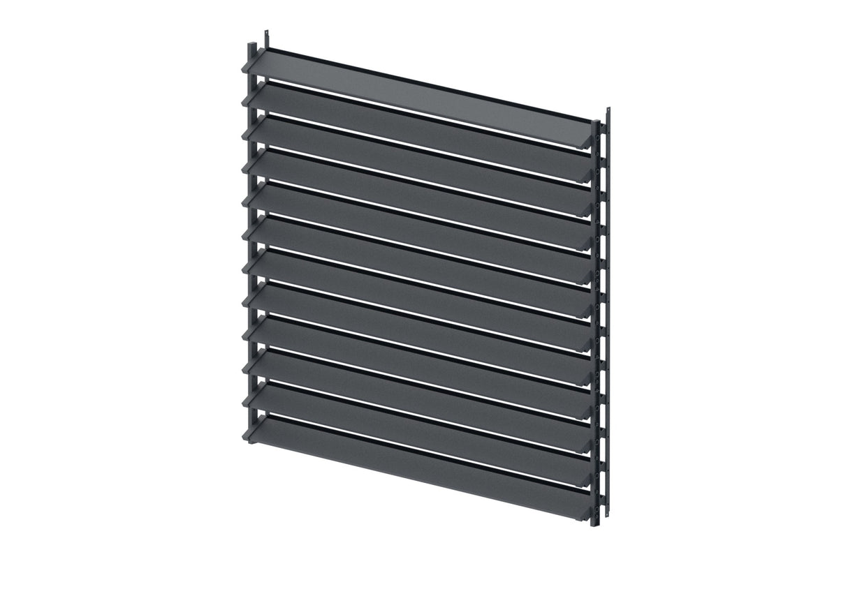 Set Anthrazitfarbenes Aluminium-Horizontal-Kippsystem 1,09m mit AL 1,2m Anthrazitfüllung 20x95mm