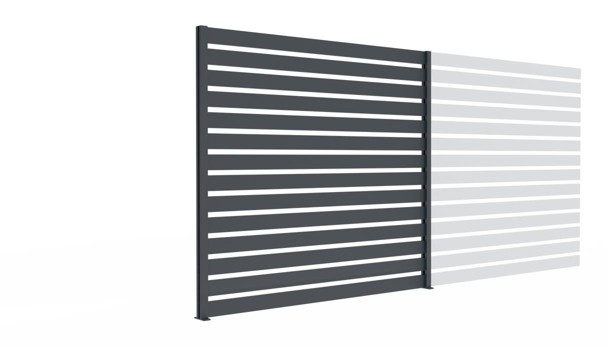 Aluminium Fence assembly with a slat 20x100, 1,85x2m