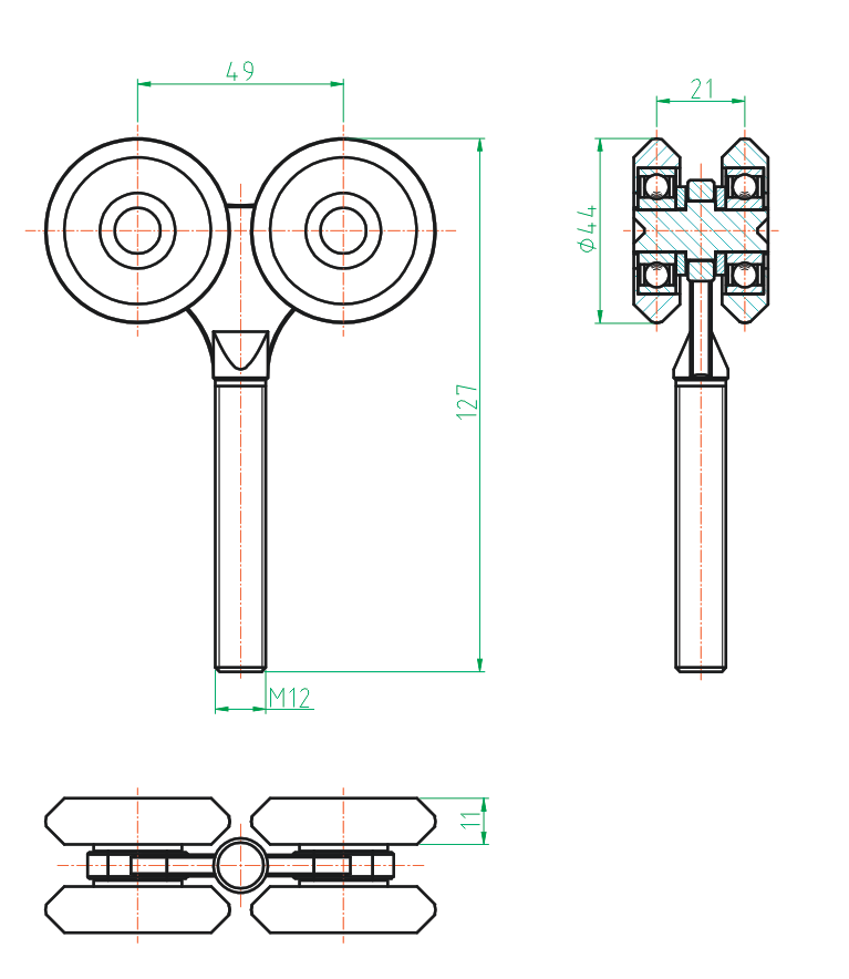 Gate roller track Zn, profile 42x54mm