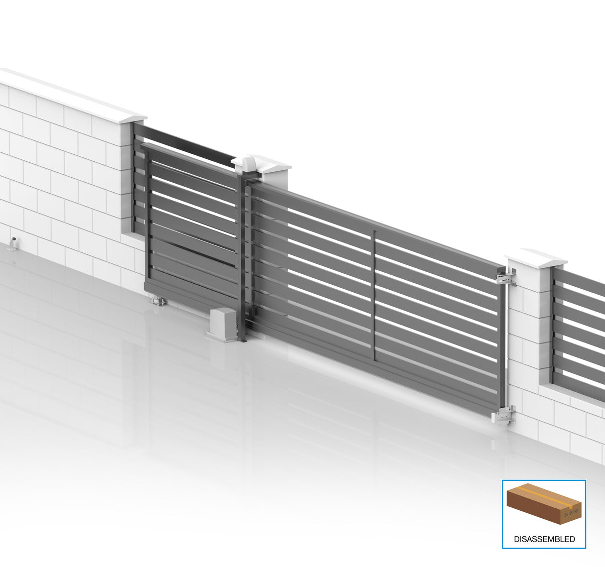 Hliníková samonosná posuvná brána 6x2,125m s výplňou 20x100 R7016