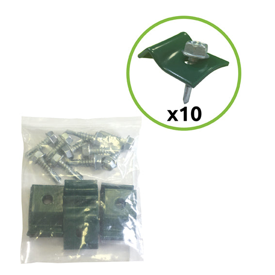 Clamp for tension wire with screw ZnPVC green 10pcs
