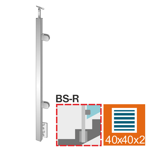 Inox pole JP, BS, right AISI304, 40x40x2/2xmodel22