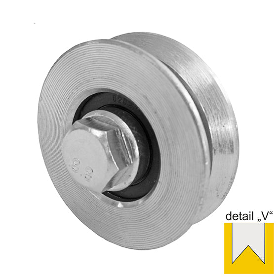 Grooved wheel with bearing - U Zn, D60mm