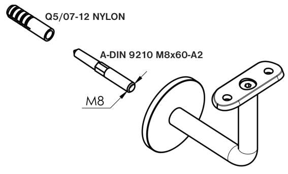 Wooden handle beech and stainless steel holders, L1200mm