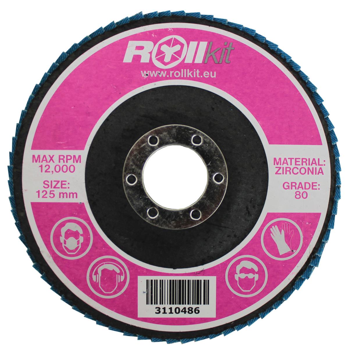 Flap grinding discs for stainless steel, D125, d22,2, t7,25 mm,P80