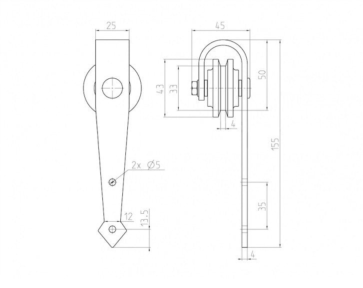 sliding barn door hardware - mini - "Gladio"