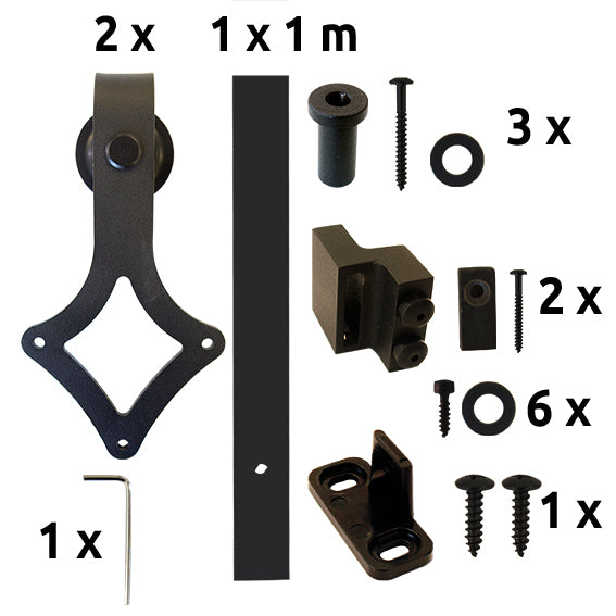 sliding barn door hardware - mini - "Rhombus"