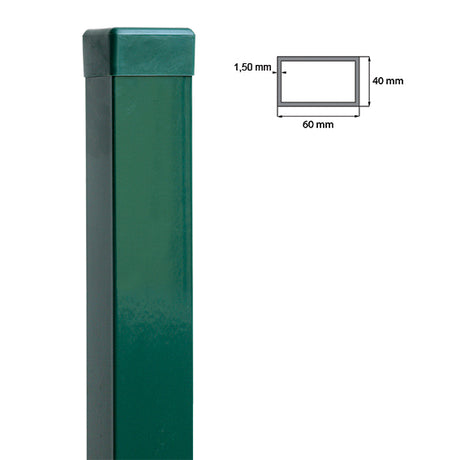 Verzinkter Pfosten 60x40mm mit PVC-Kappe, 1800mm - Grün RAL 6005