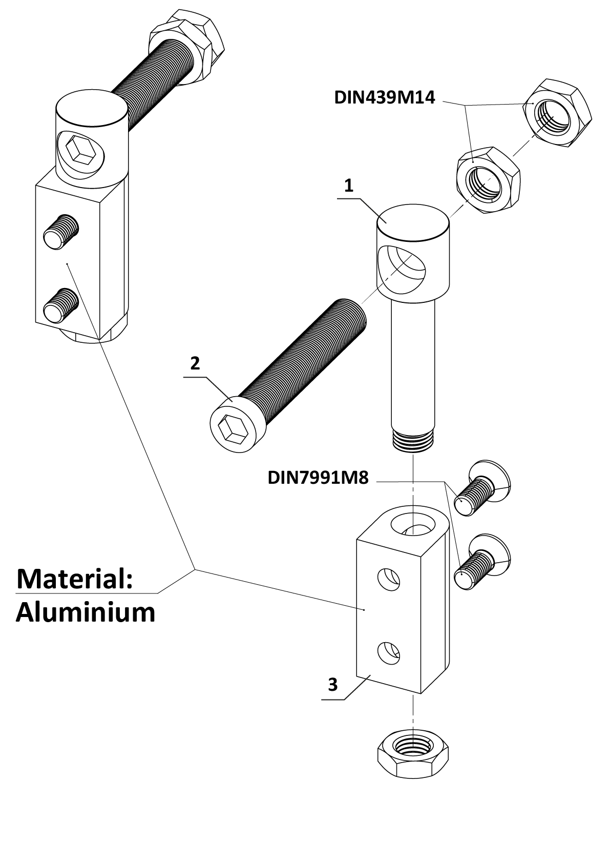 Adjustable hinge for screwing, stainless steel/aluminium