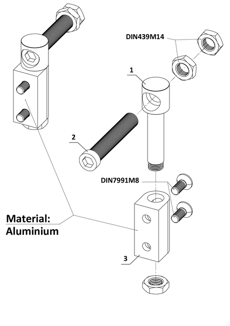 Adjustable hinge for screwing, stainless steel/aluminium