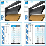 Click-lock spacer cover strip for U-adapter, 41 x 09 - 30mm - Anthracite R7016, slanted with 5 mm overlap - SET