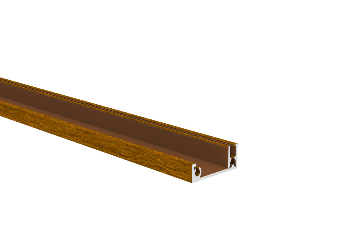 Click - lock aluminum fence adapter - cover strip for infills - 6000 mm - wood decor GOLDEN OAK W03