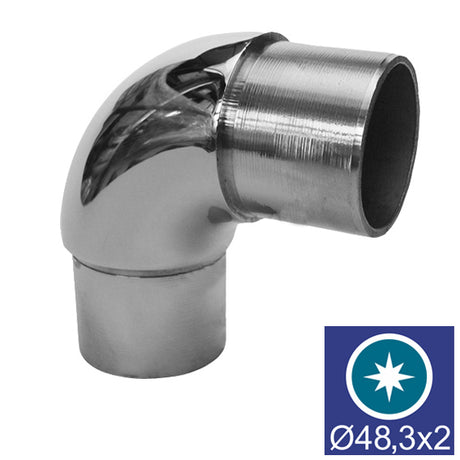Stainless steel flush angle AISI304, D48,3x2mm/90°