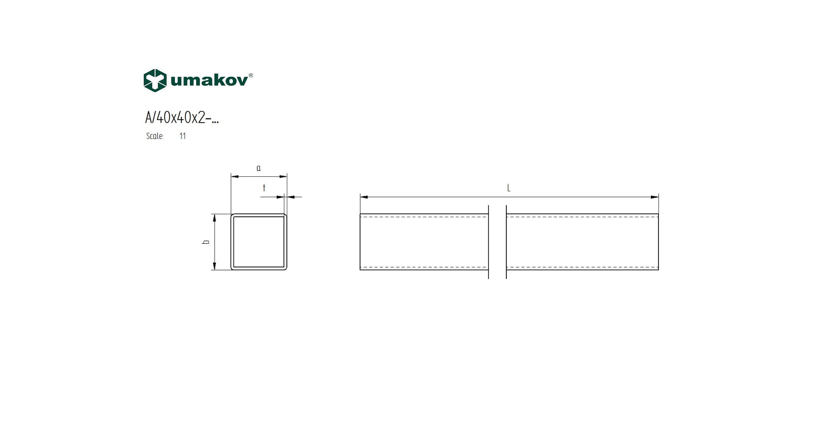 Stainless steel square profile