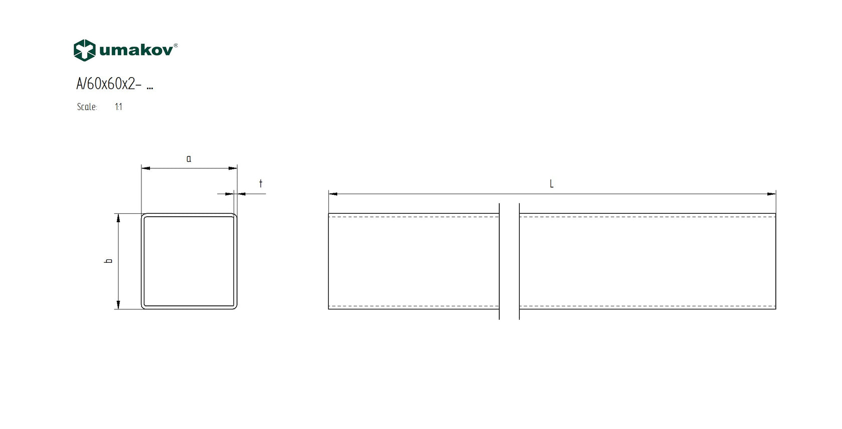 Stainless steel square profile