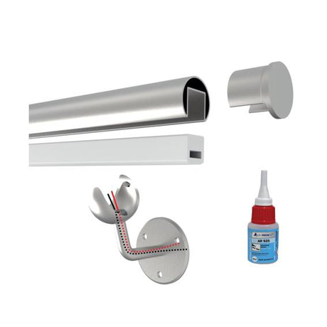 Handrail with iLed lighing AISI304, D42,4/24x24mm,