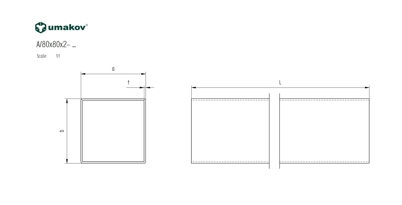 Stainless steel square profile