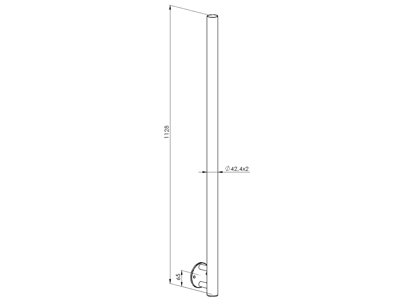 Stainless steel pole, BK-straight AISI304, D42,4/H