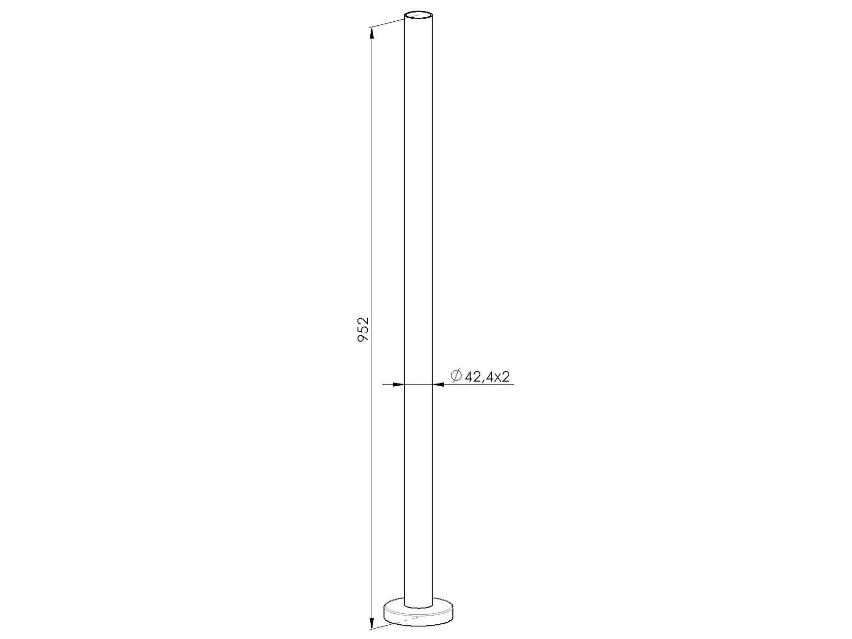 Stainless steel pole, VK-straight AISI316, D40x40
