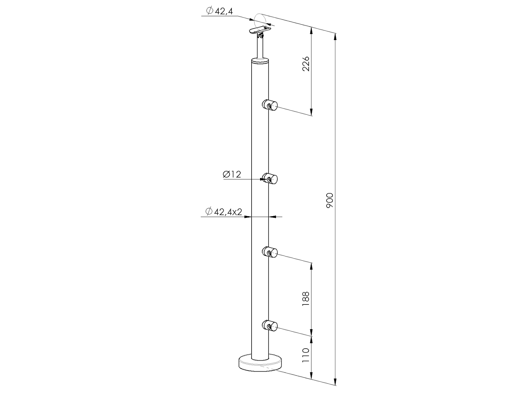 Stainless steel Baluster post