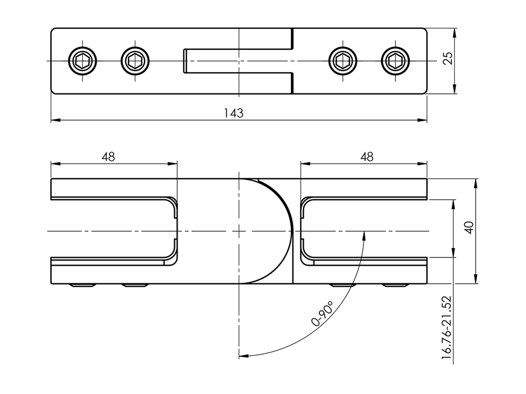 Glass clamp - glass/glass