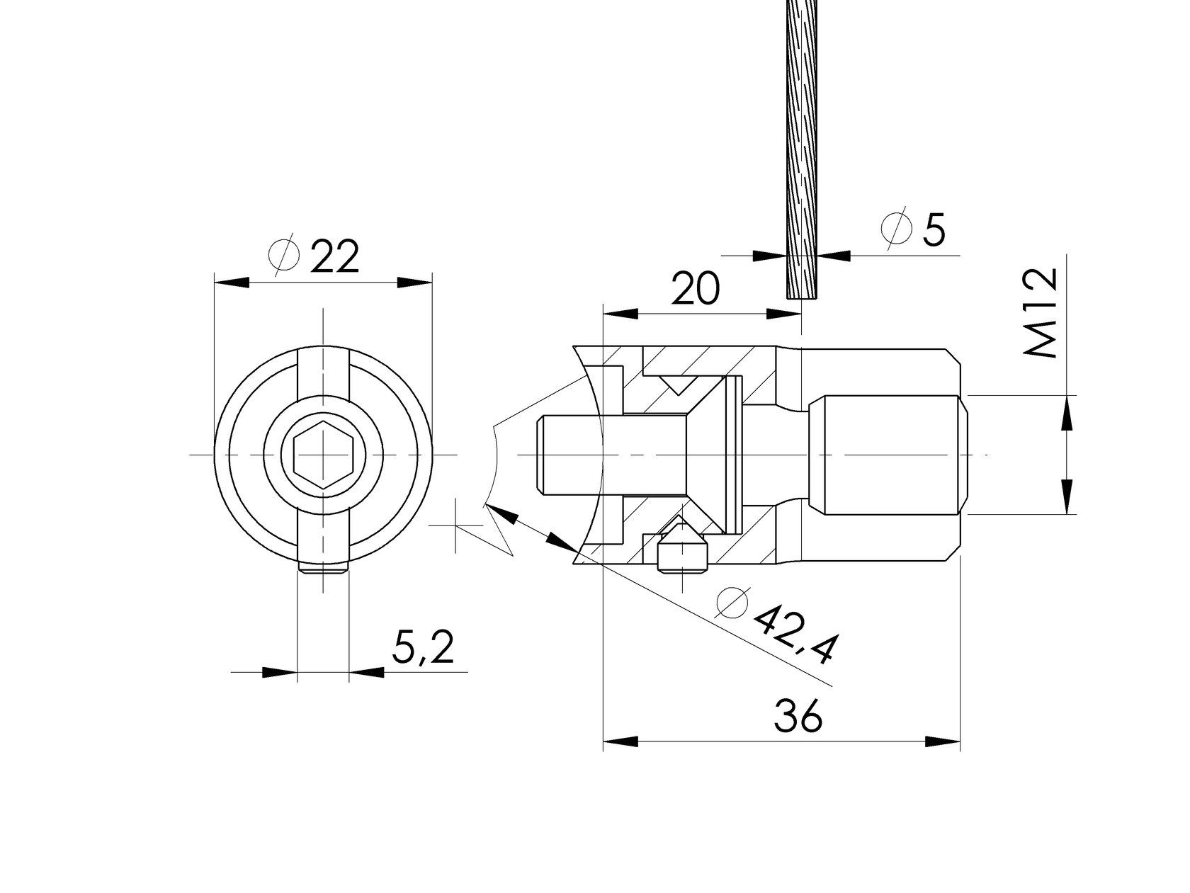 Inox cable clamp