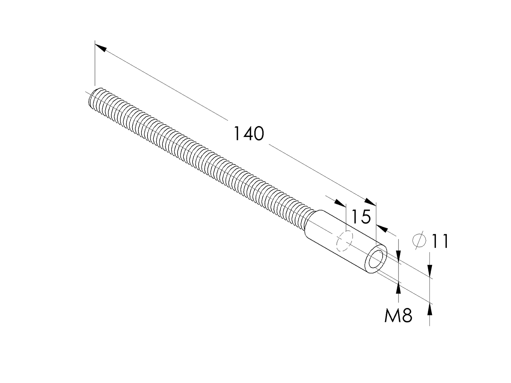 Inox anchor M8, L=140mm