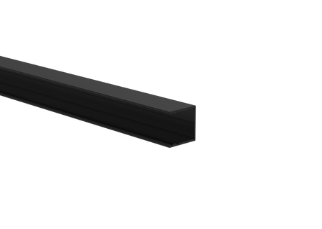 Aluminium fence adapter for 20 mm panels and facade system, 25 × 25 – 6.0 m – Black RAL 9005