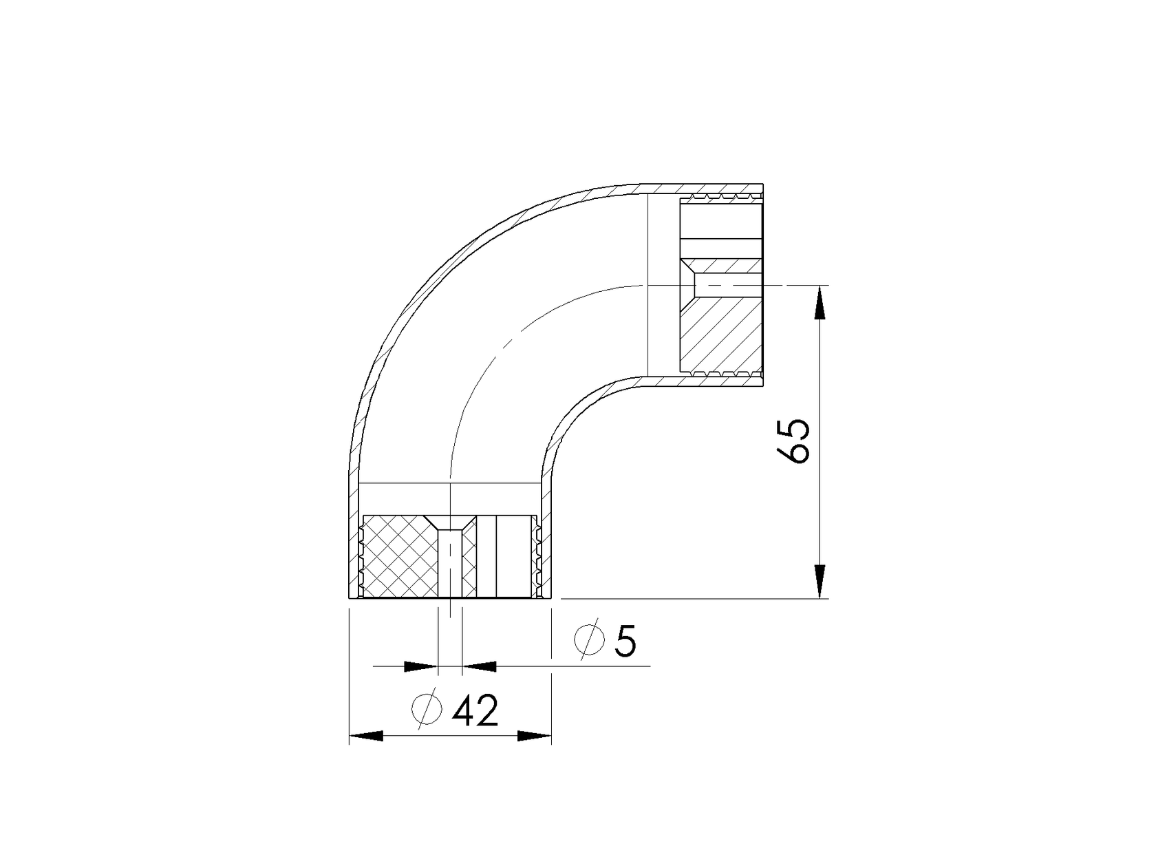 Flush angle - wooden elbow,