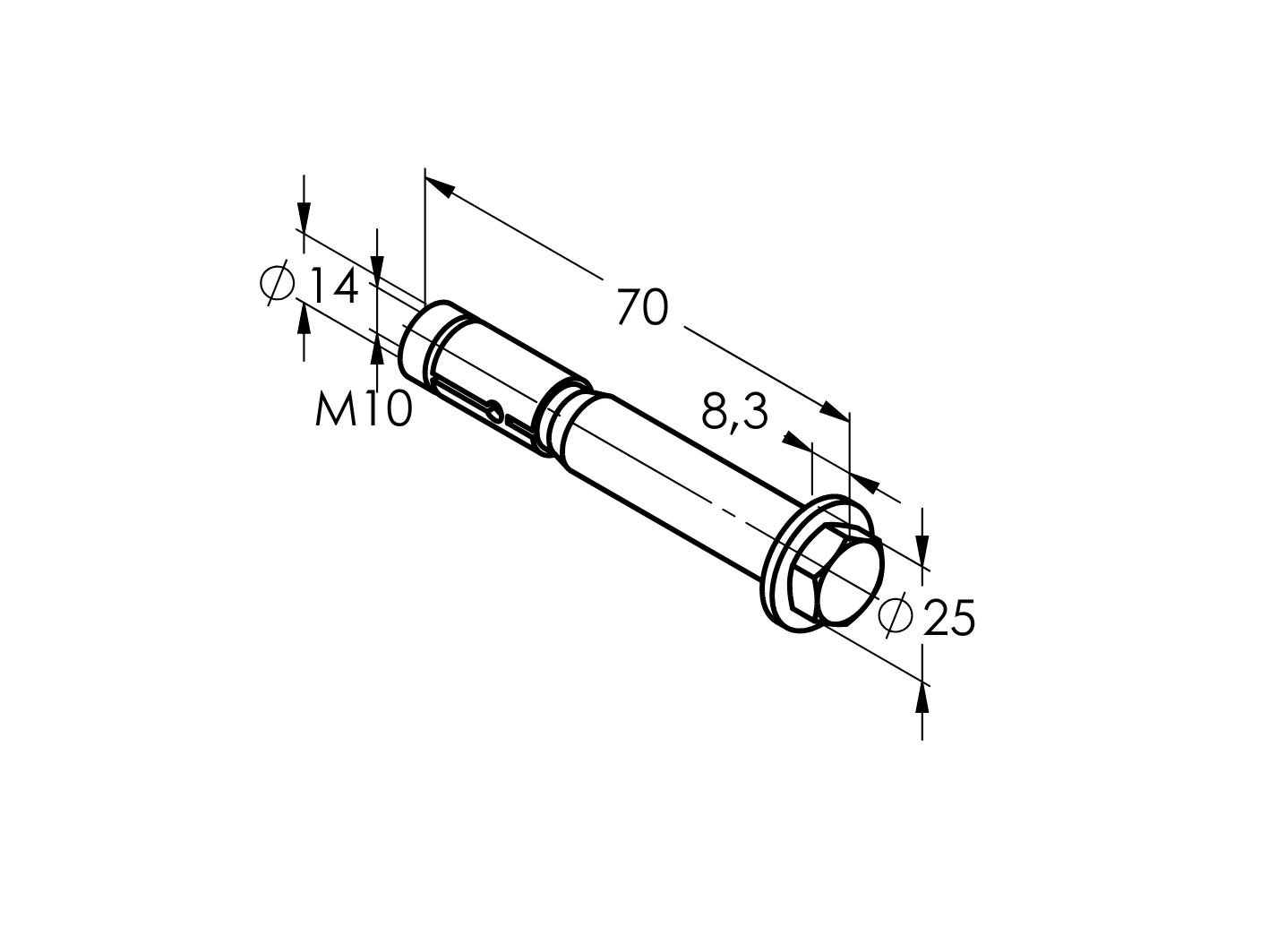 Anchor for medium heavy duty with hexagonal head M10, stainless steel