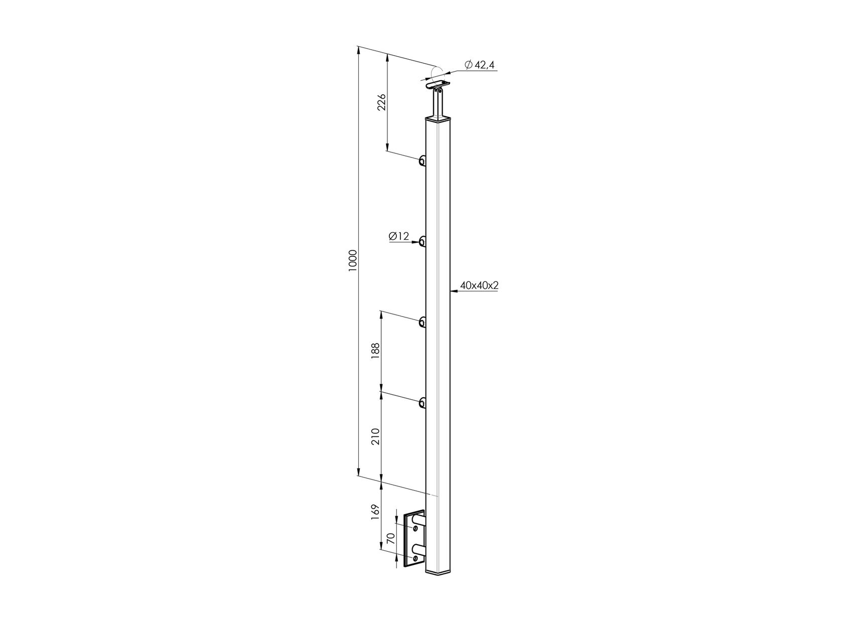 Stainless steel pole, BK-stairs