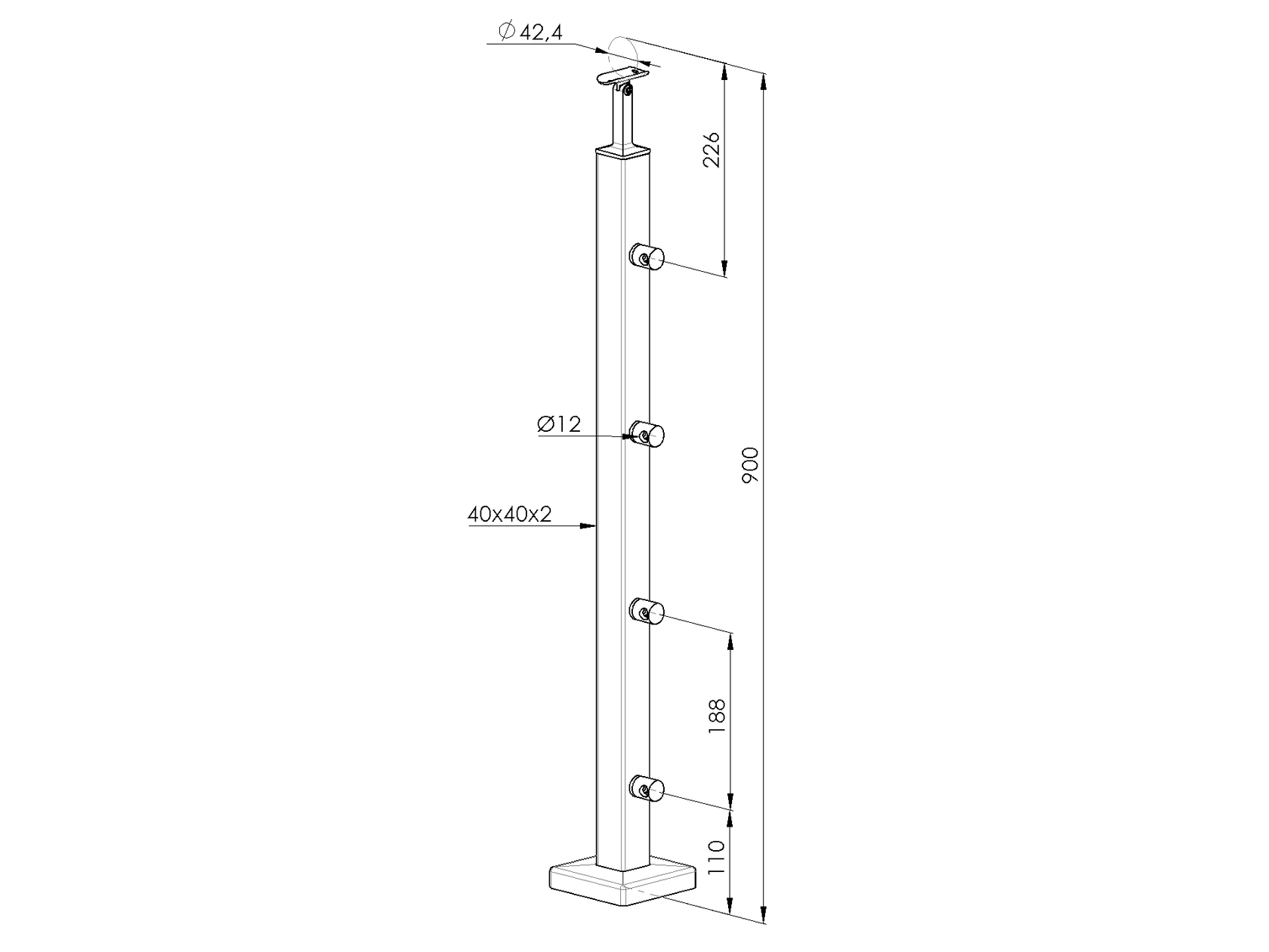 Inox pole, JP, VK-straight