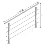 Railing JP, VR STAIRS AISI304, 40x40x2/4xd12/H900/