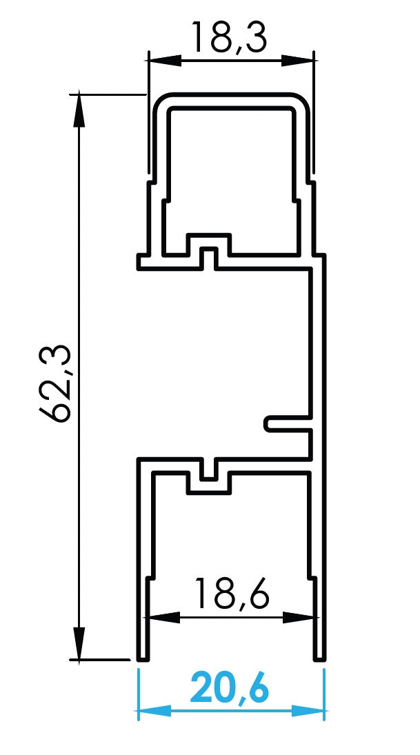 Aluminum profile for fillings with LED lighting