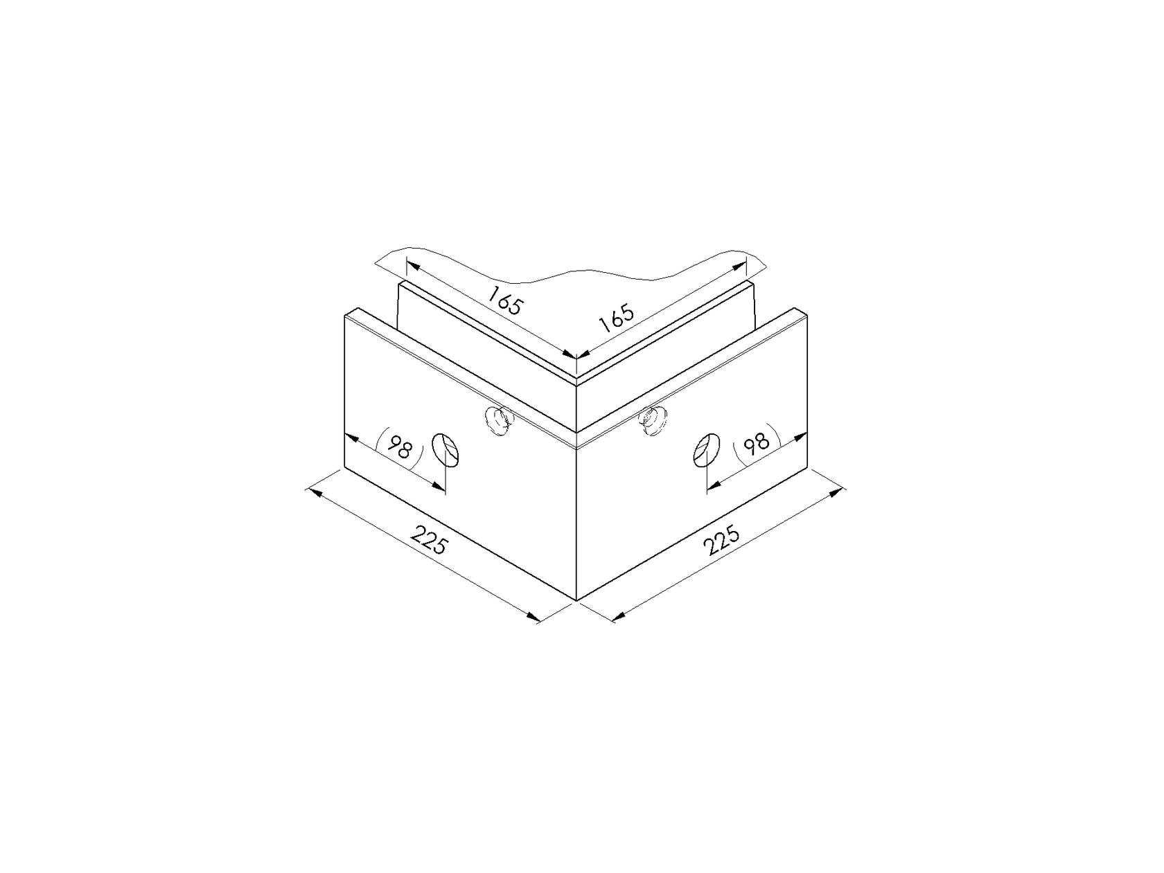 AL. profile, top mount  90° IN corner AL/ELOX/Sati