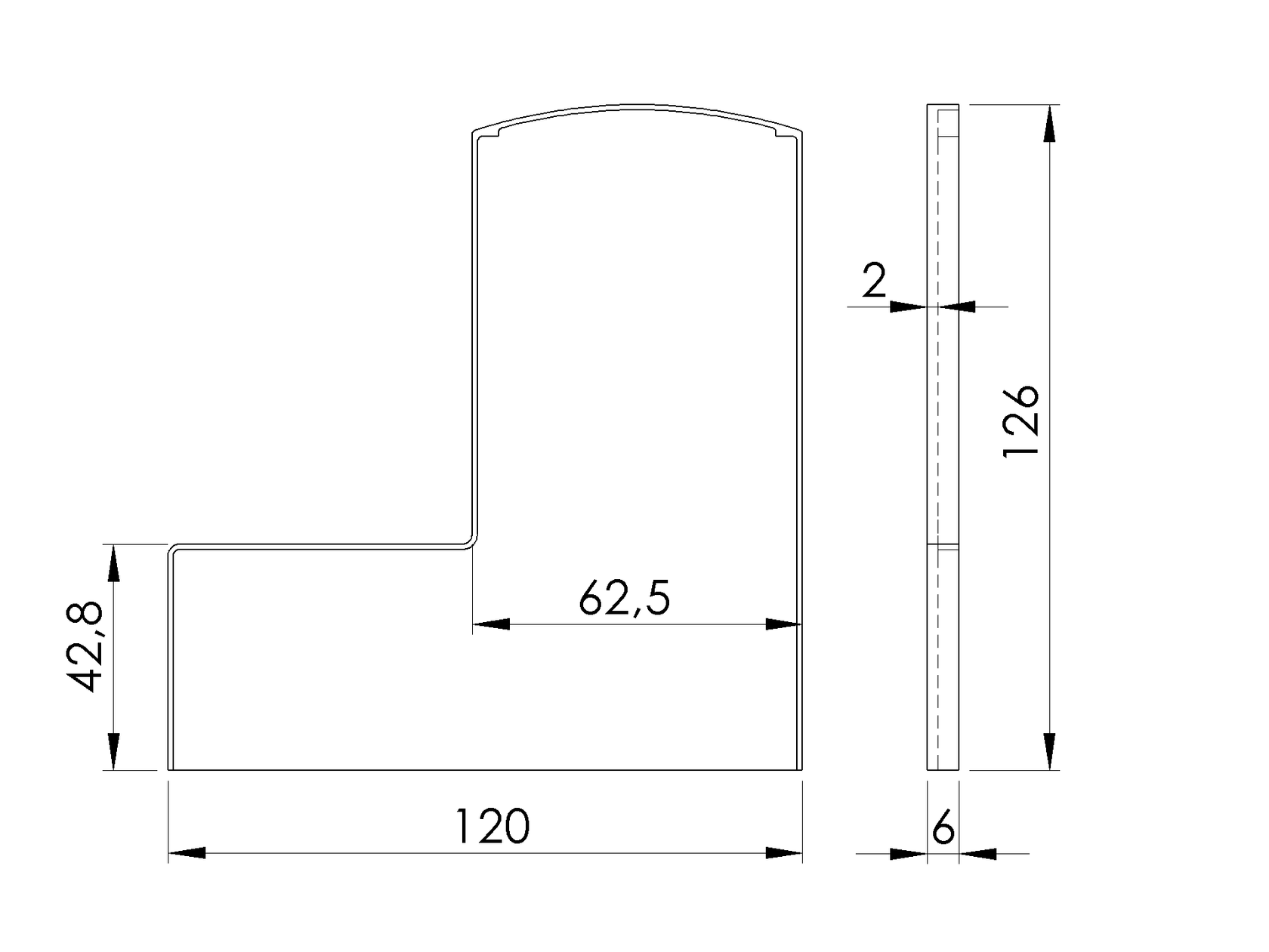 End cap for profile AL/0006-UNO-S-E