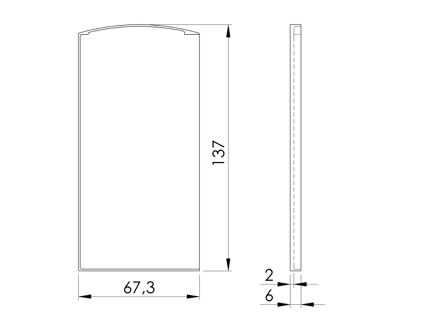 End cap for profile Al/0005-UNO-S-EB
