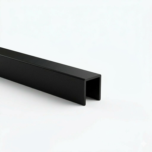 Glazing profile U AL 17x20x1,5mm for 8mm black anodised glass