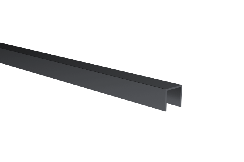 Glazing profile U AL 15x15x2mm for 6–8mm glass, black anodised