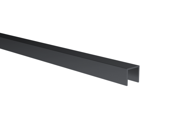 Glazing profile U AL 15x15x2mm for 6–8mm glass, black anodised