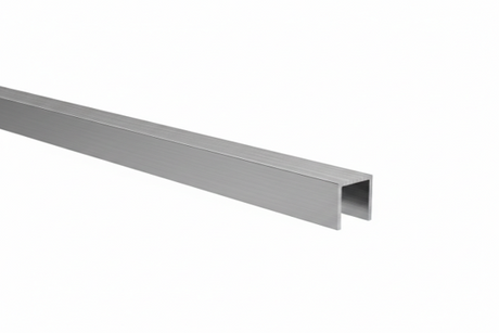 Profilé de vitrage U AL 15x15x2 mm pour verre de 6 a 8 mm, aspect inox