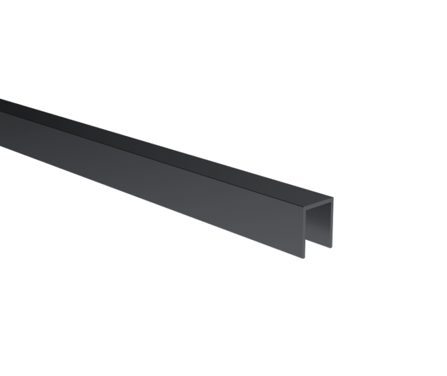 Profilé de vitrage en U en aluminium 20x30x2 mm pour verre de 10 a 12 mm d'épaisseur, noir anodisé