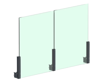 Set Aluminiumpfosten 56×60 - 0,5m, Seitenbefestigung mit Abdeckungen, durchgehend - Anthrazit RAL 7016
