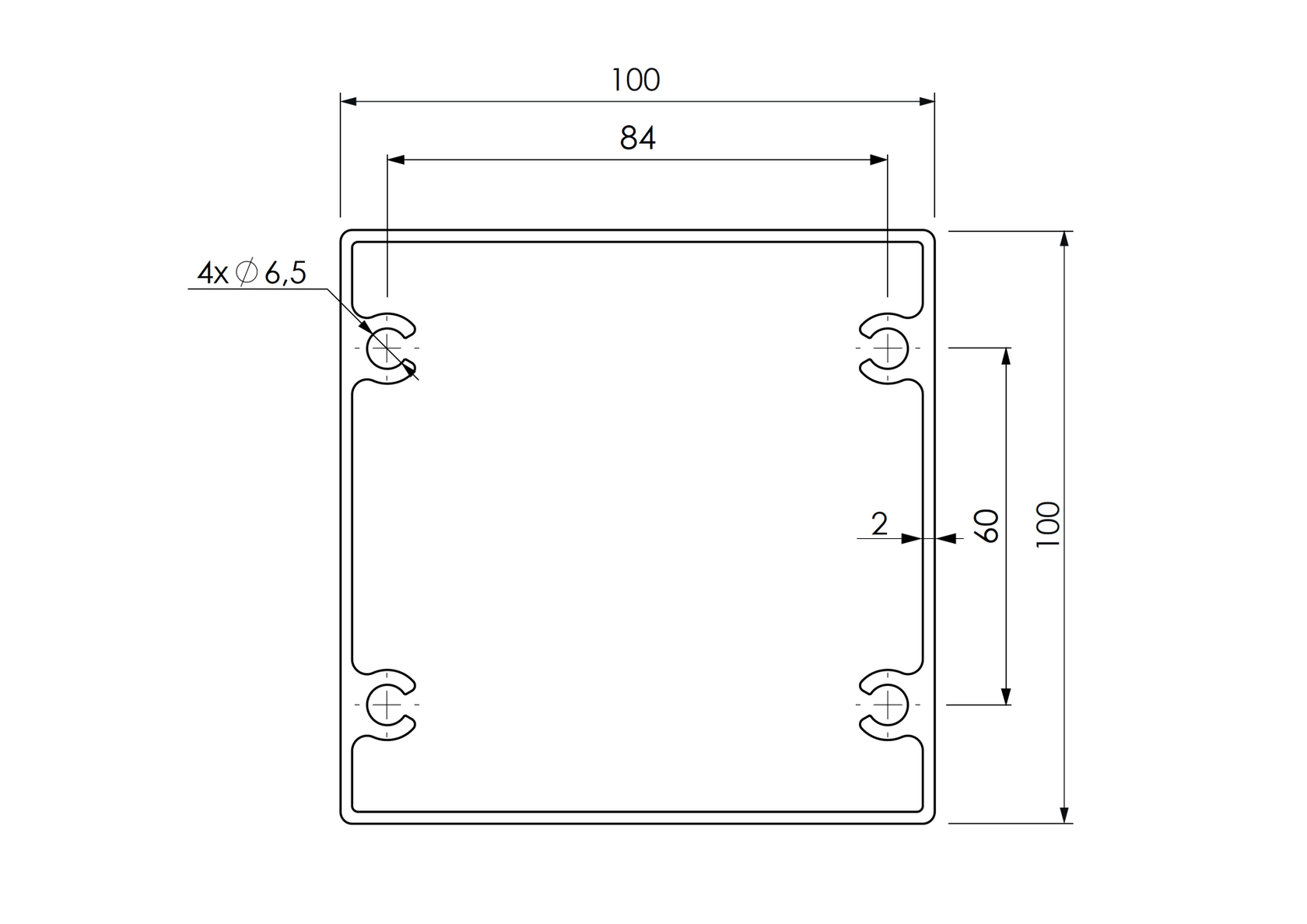 Aluminum fence post 100x100 - 2500mm