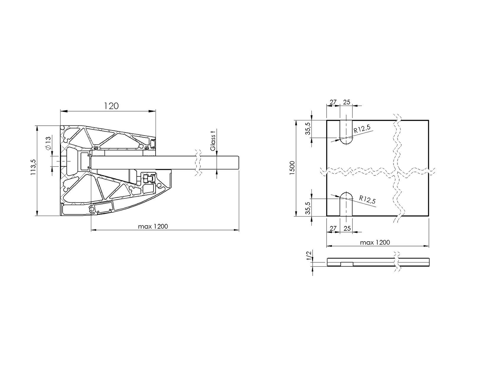 Canopy with aluminium channel profile