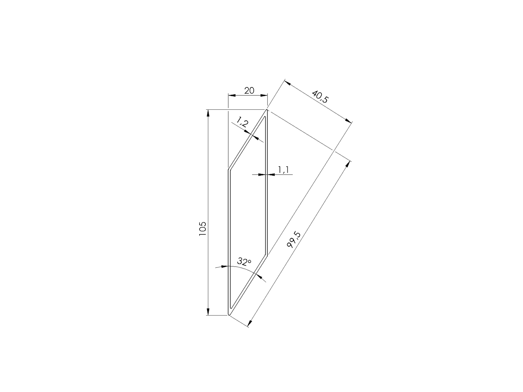 Aluminum fence blind 20x105-2500mm