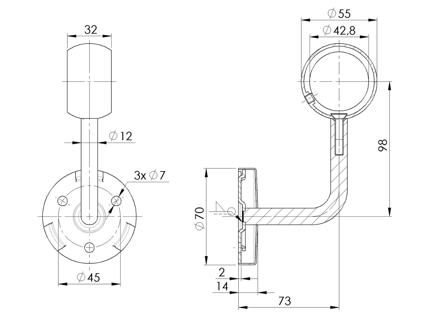 Wall handrail bracket