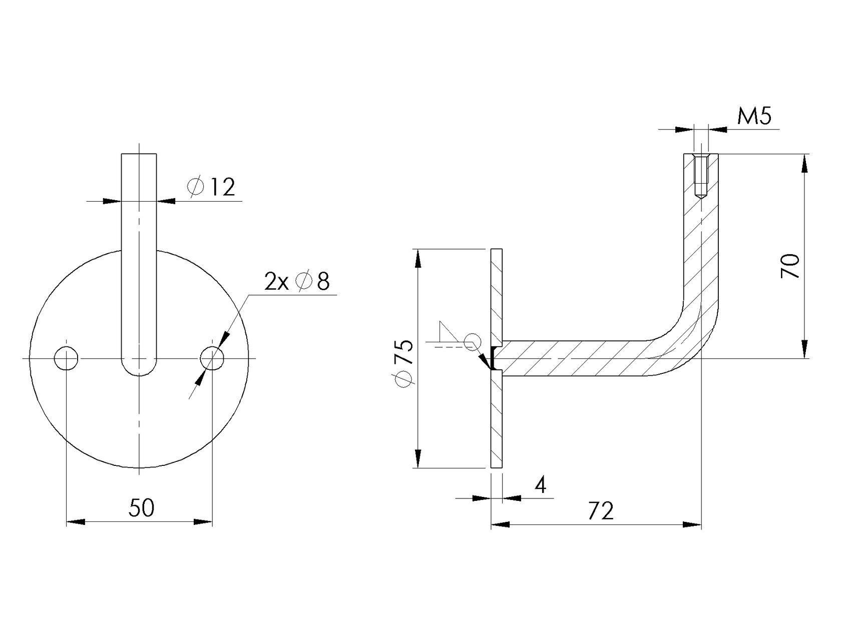 Stainless steel wall-mounted handrail bracket